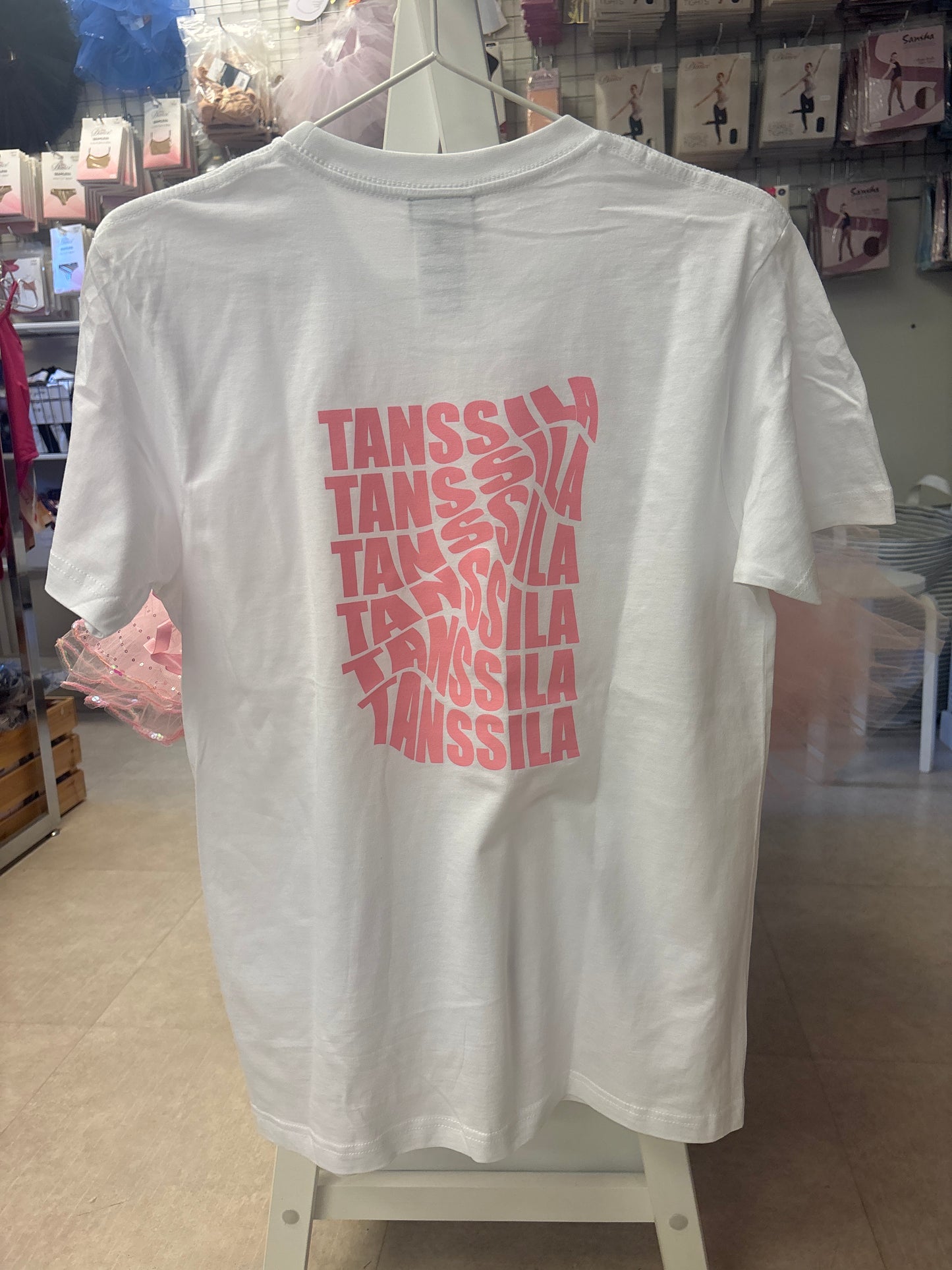 Tanssila, lasten valkoinen t-paita, Dance? Yes, Plié-ase!