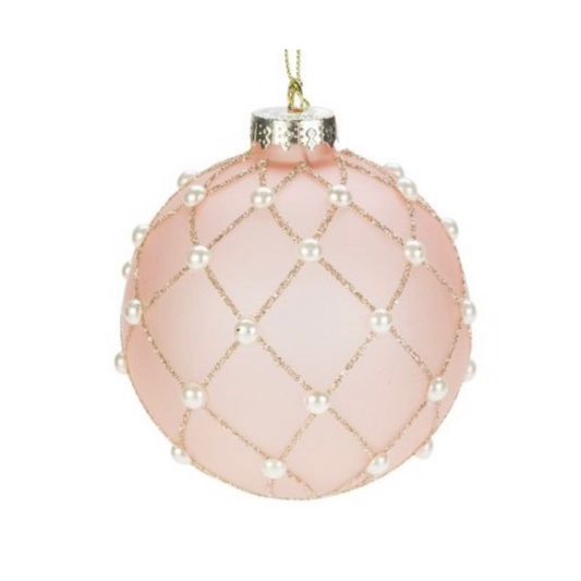 Villa Weiste, vaaleanpunainen lasipallo helmikoristelulla
