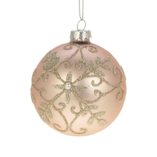 Villa Weiste, vaaleanpunainen lasipallo kukkakimalteella