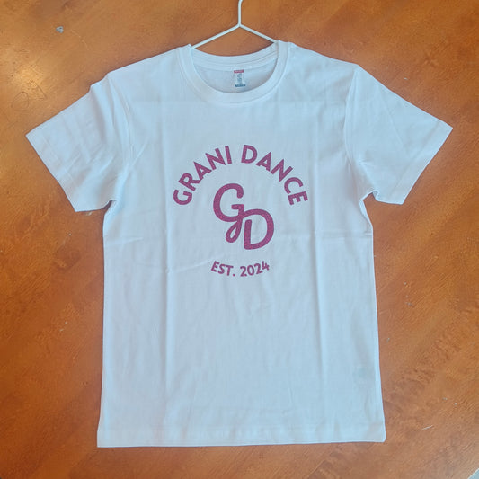 Grani Dance lasten t-paita, valkoinen fuksia glitteri