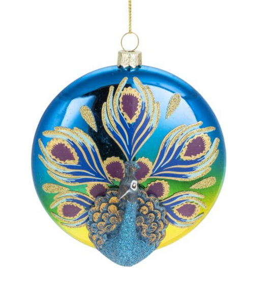 Weiste, riikinkukko -lasipallo, litteä