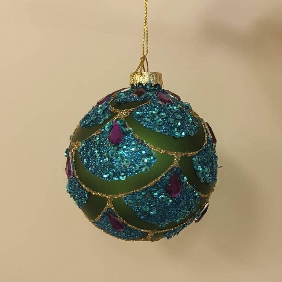 Weiste, kimaltava, turkoosi lasipallo