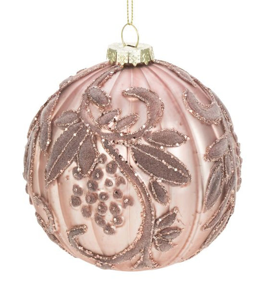 Weiste, lasipallo, satiiniset lehtikuviot, 10 cm