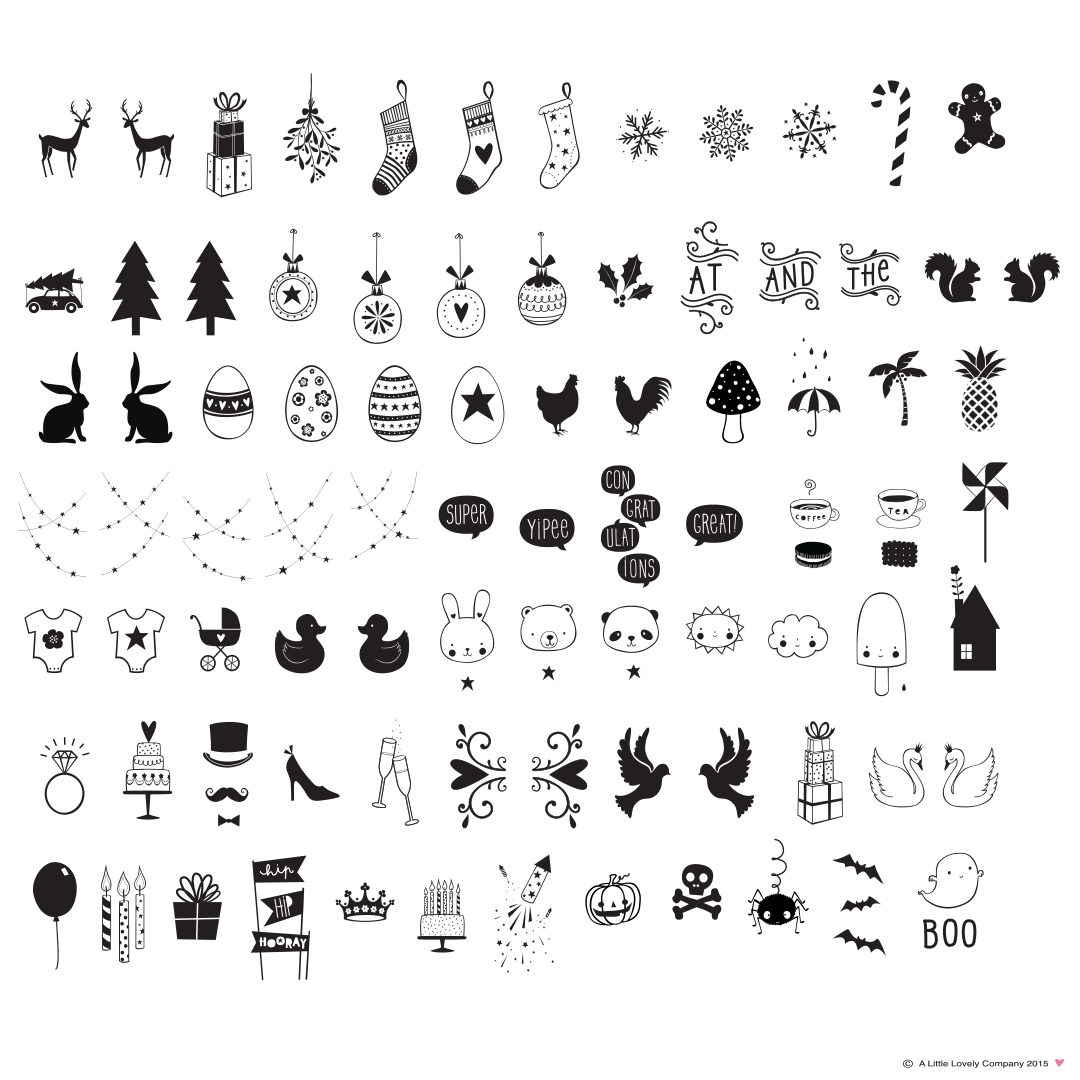 Lightbox kirjaimet, juhlasymbolit