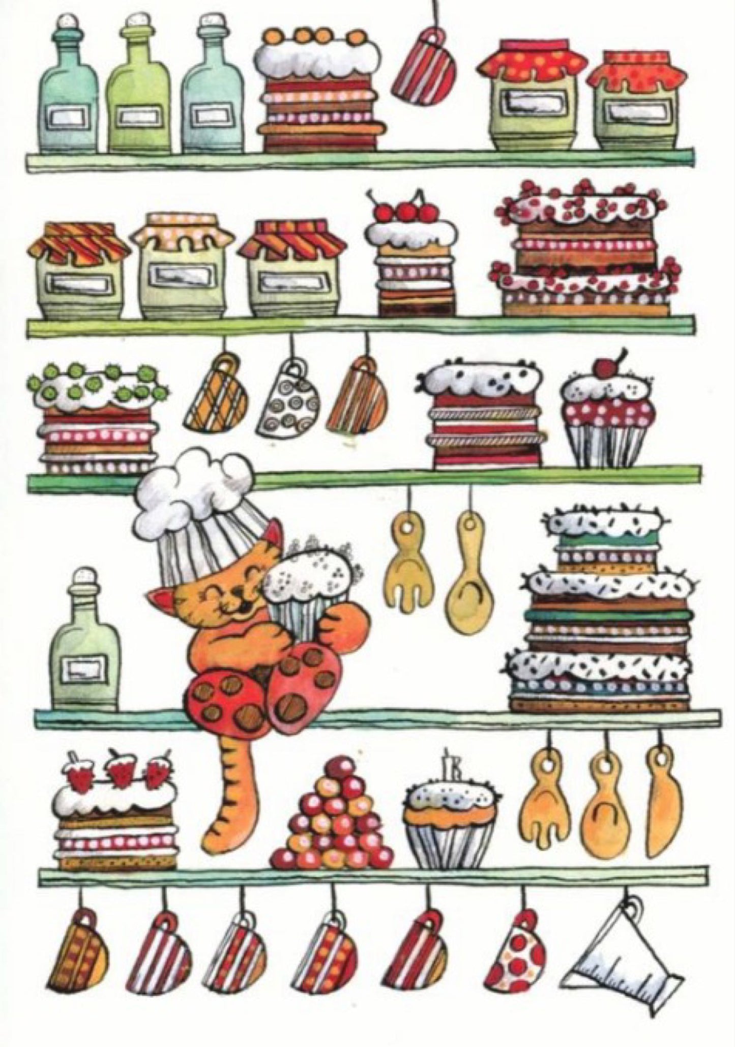 Minna Lehväslaiho, postikortti, kissan yllätys