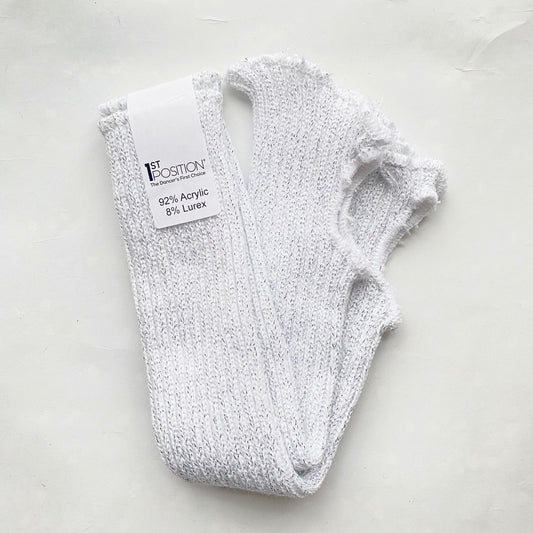 1st Position, säärystimet 40cm, valkoiset hopeahileellä