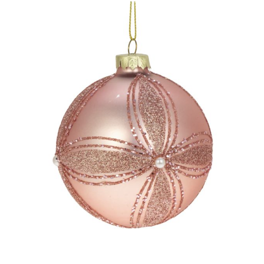 Villa Weiste, lasipallo, vaaleanpunainen kukkakuvio