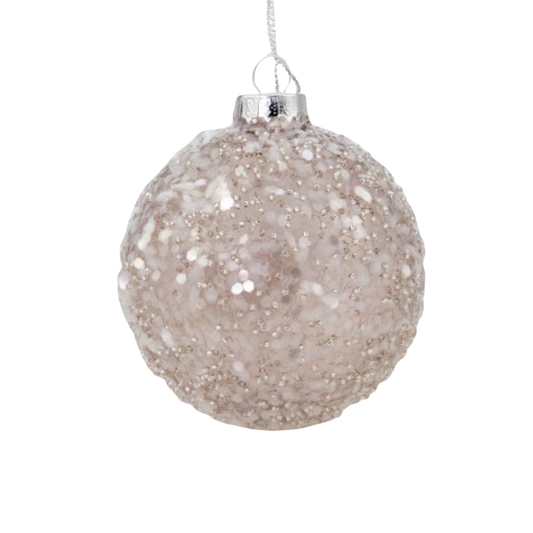 Villa Weiste, vaaleanpunainen kimaltava joulupallo