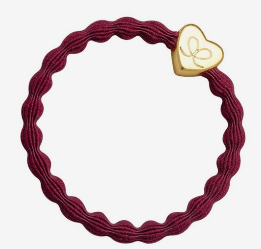 ByEloise, hiusponnari GOLD HEART BURGUNDY RED